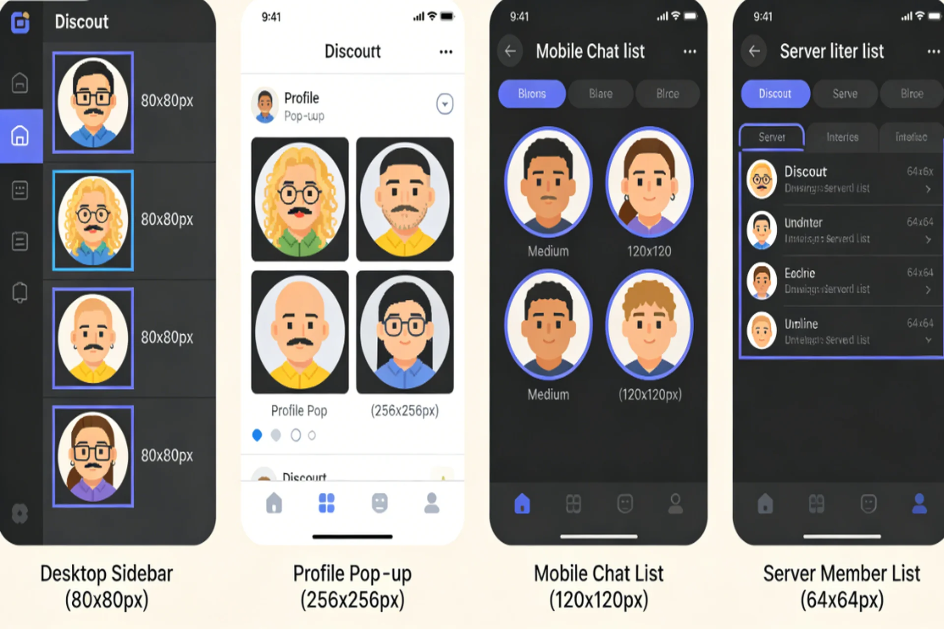 Final example of completed Discord PFP in various contexts