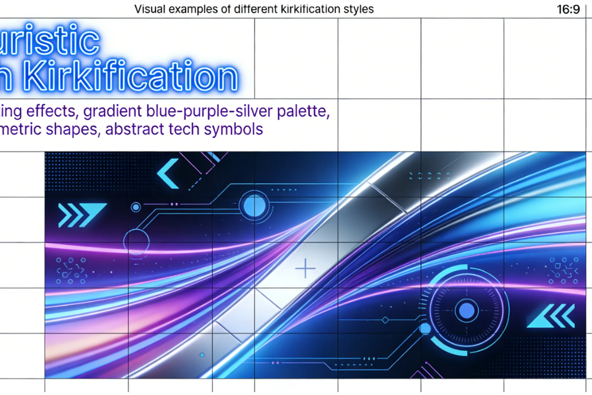 Visual examples of different kirkification styles and categories